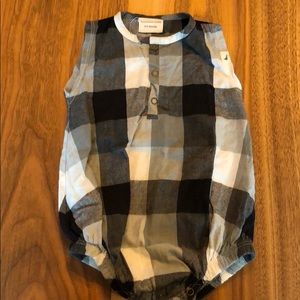 Plaid Black, White and Gray Baby Romper